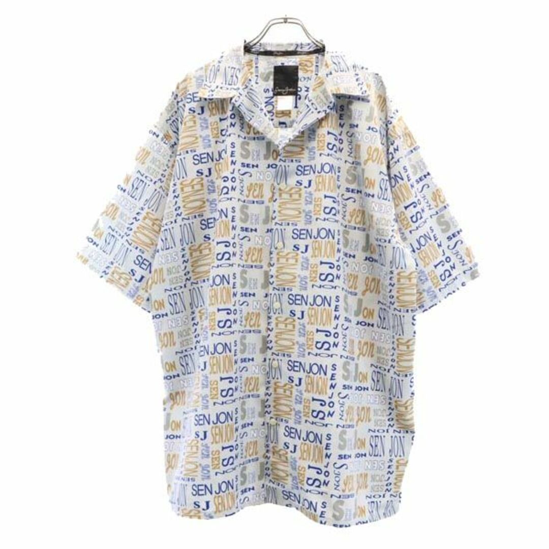 ショーンジョン オープンカラー ロゴ 総柄 半袖 シャツ XXL ブルー系 Sean John ビッグサイズ メンズ 【中古】 【230715】 |  フリマアプリ ラクマ