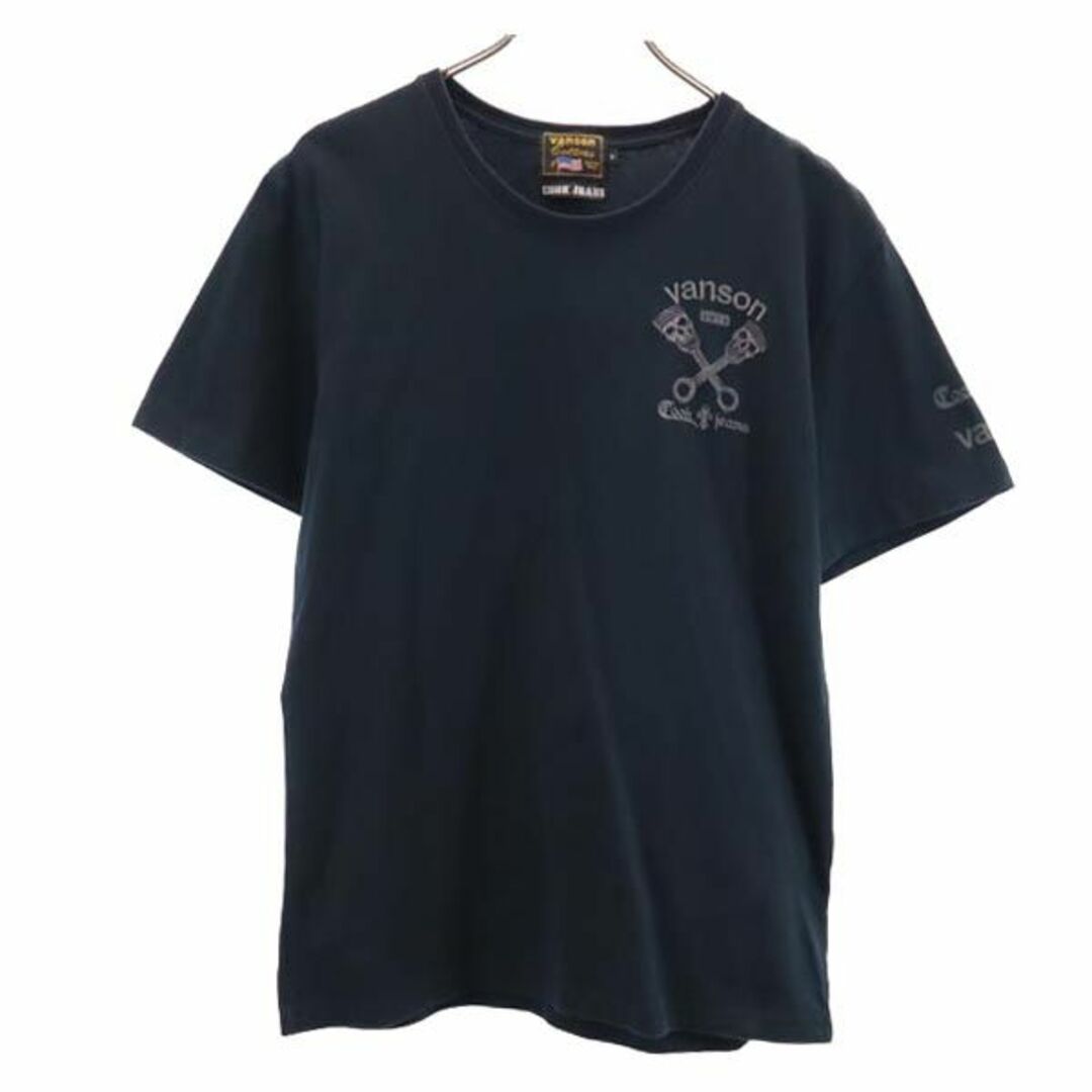 バンソン バックプリント 半袖 Tシャツ 3 黒系 VANSON ロゴ メンズ 【中古】 【230715】 メール便可