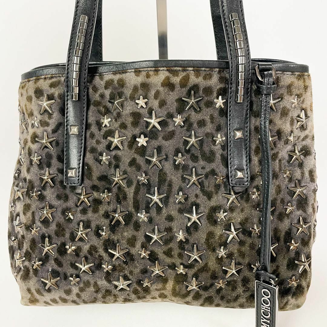 美品》JIMMY CHOO レオパード スタッズ サシャS トートバッグ | www