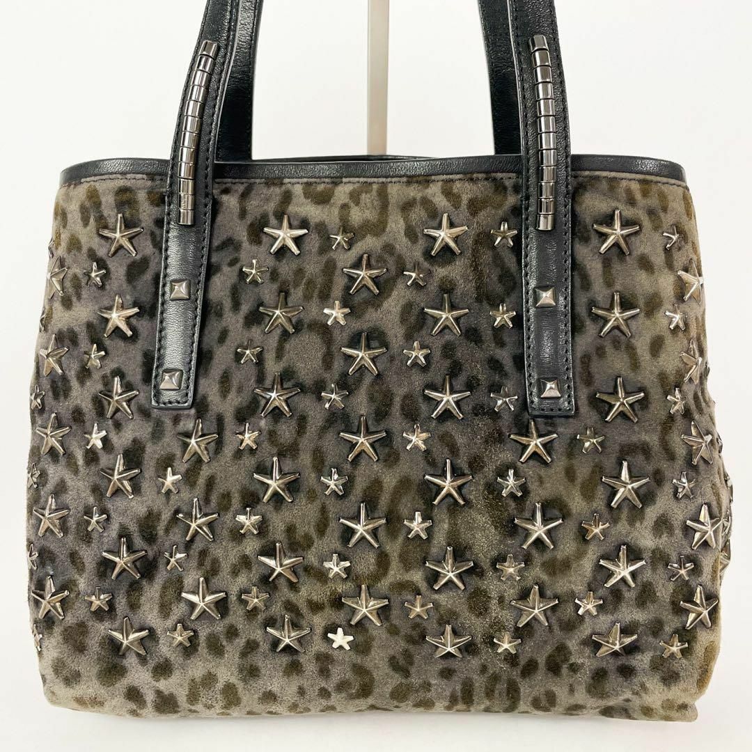 美品》JIMMY CHOO レオパード スタッズ サシャS トートバッグ | www