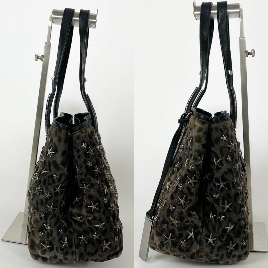 美品》JIMMY CHOO レオパード スタッズ サシャS トートバッグ | www