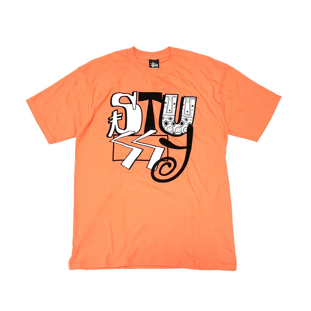 新品 Stussy ステューシー 半袖プリントTシャツ オレンジ Mサイズ