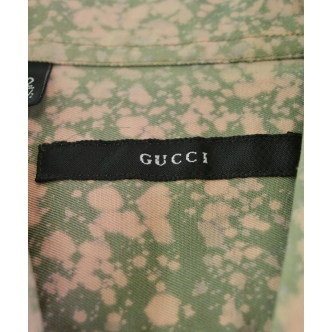 Gucci(グッチ)のGUCCI グッチ カジュアルシャツ 42(XXL位) 緑xベージュ系(総柄) 【古着】【中古】 メンズのトップス(シャツ)の商品写真