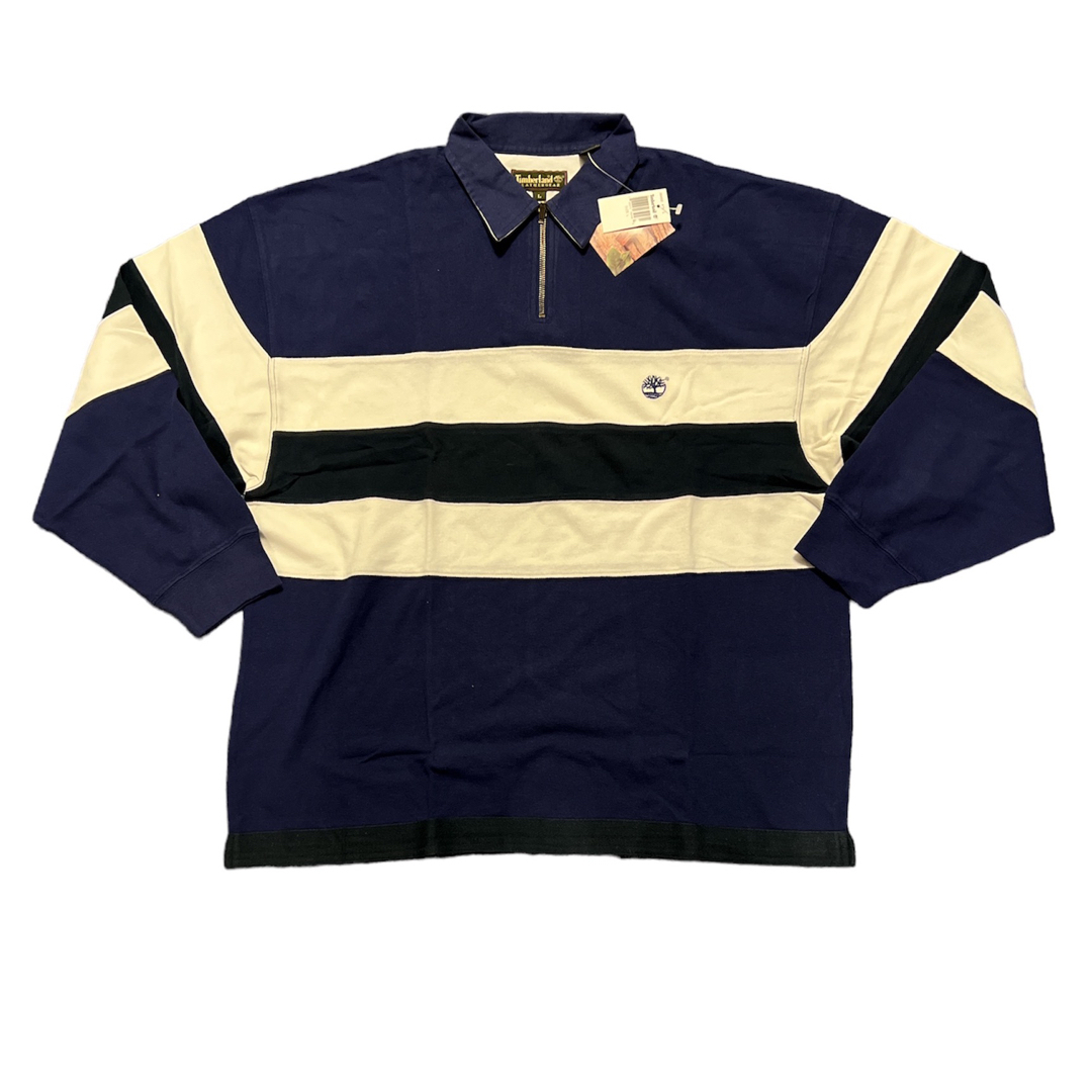 Timberland(ティンバーランド)のティンバーランド ロゴ刺繍 ボーダー柄 長袖 ポロシャツ ラガーシャツ メンズのトップス(ポロシャツ)の商品写真