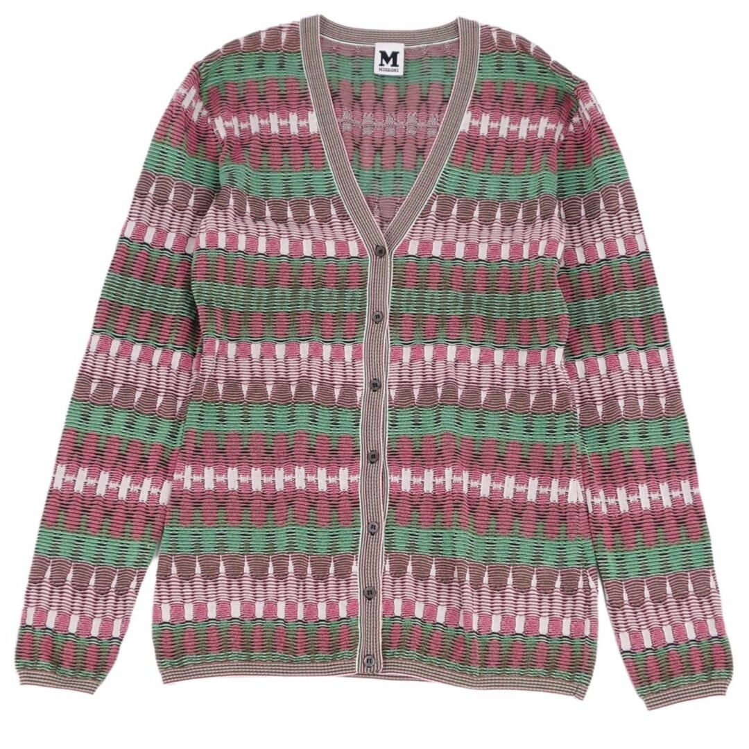 美品 ミッソーニ M MISSONI ニット カーディガン ロングスリーブ 総柄 トップス レディース 44(L相当) マルチカラー