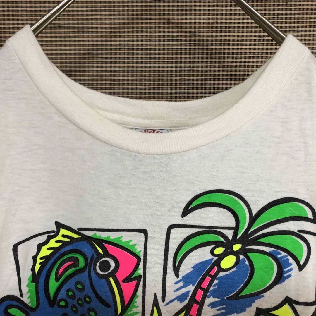 【ビンテージ】半袖Tシャツ　南国　魚　ヤシの木　鳥　海　シングルステッチ60 メンズのトップス(Tシャツ/カットソー(半袖/袖なし))の商品写真