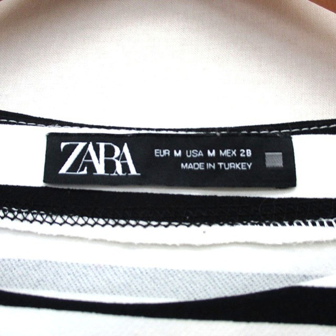 ZARA(ザラ)のザラ ZARA カットソー Tシャツ 長袖 へそ出し イカリボタン ボーダー レディースのトップス(カットソー(長袖/七分))の商品写真