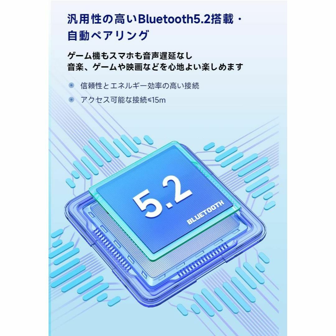 ゲーミングヘッドセット　Bluetooth5.2　ワイヤレスヘッドセット 5