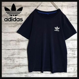 アディダス(adidas)の【人気定番】アディダス　裏表ロゴ入りTシャツ　美品　紺　スリスト　Ｈ363(Tシャツ(半袖/袖なし))