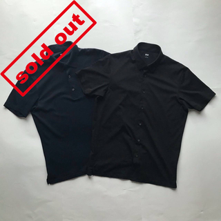 ユニクロ(UNIQLO)のUNIQLO　ユニクロ　ポロシャツ2枚セット　L　半袖　ドライ　エアリズム　紺黒(ポロシャツ)