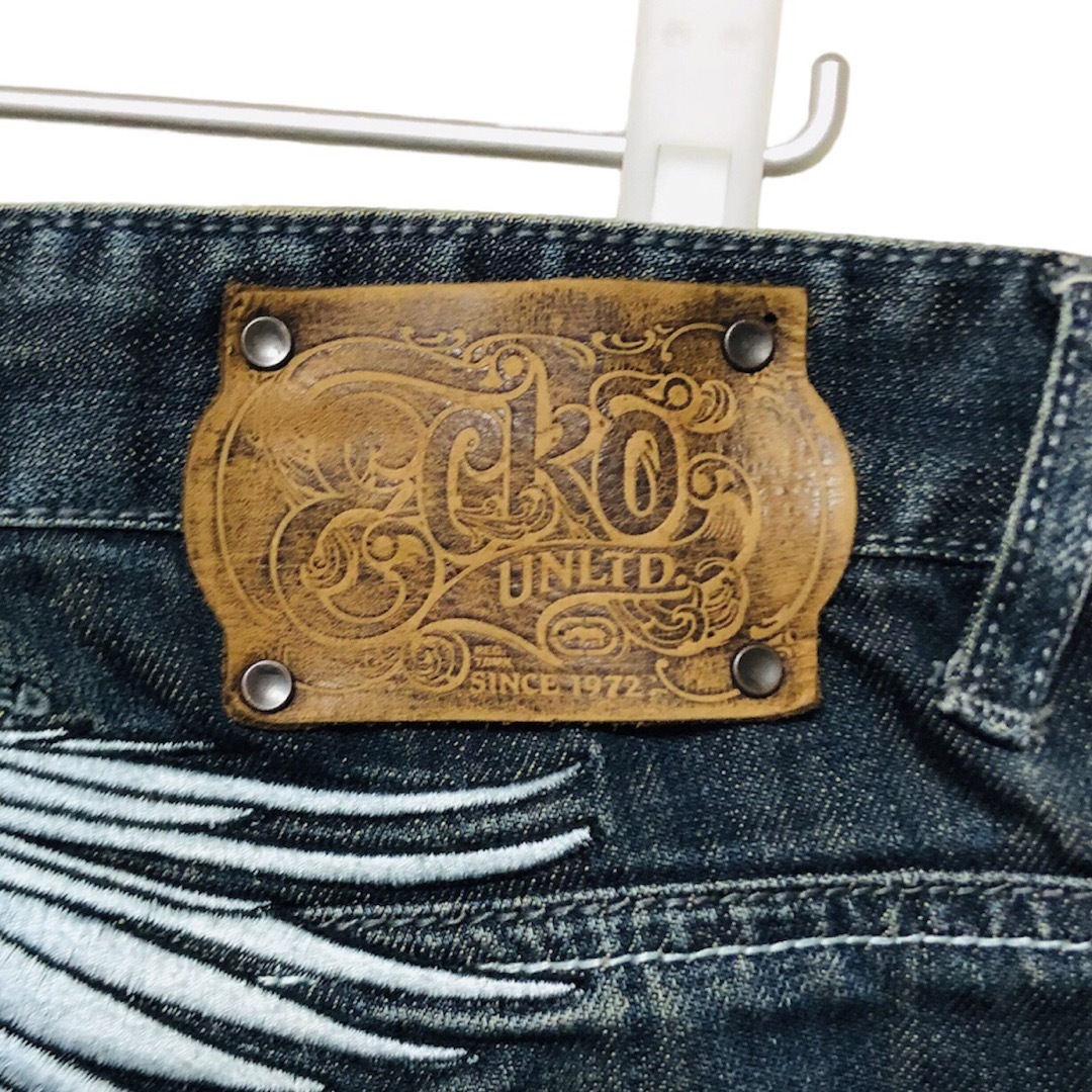 ECKO UNLTD スカル・ウイング刺繍 バギーデニムpt  36インチ 5