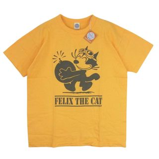 トイズマッコイ(TOYS McCOY)のTOY'S McCOY トイズマッコイ TMC1522 FELIX THE CAT フィリックス ザ キャット 前V ミリタリー Tシャツ イエロー系 L【美品】【中古】(Tシャツ/カットソー(半袖/袖なし))