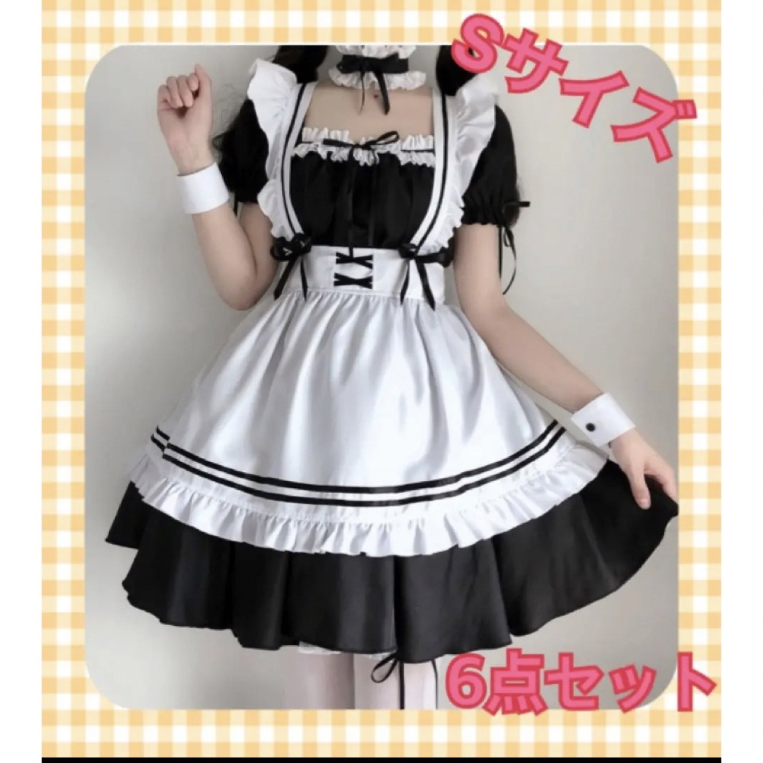 メイド服 コスプレ 6点セット ゴスロリ メイド ロリータ　 S M  L エンタメ/ホビーのコスプレ(衣装一式)の商品写真