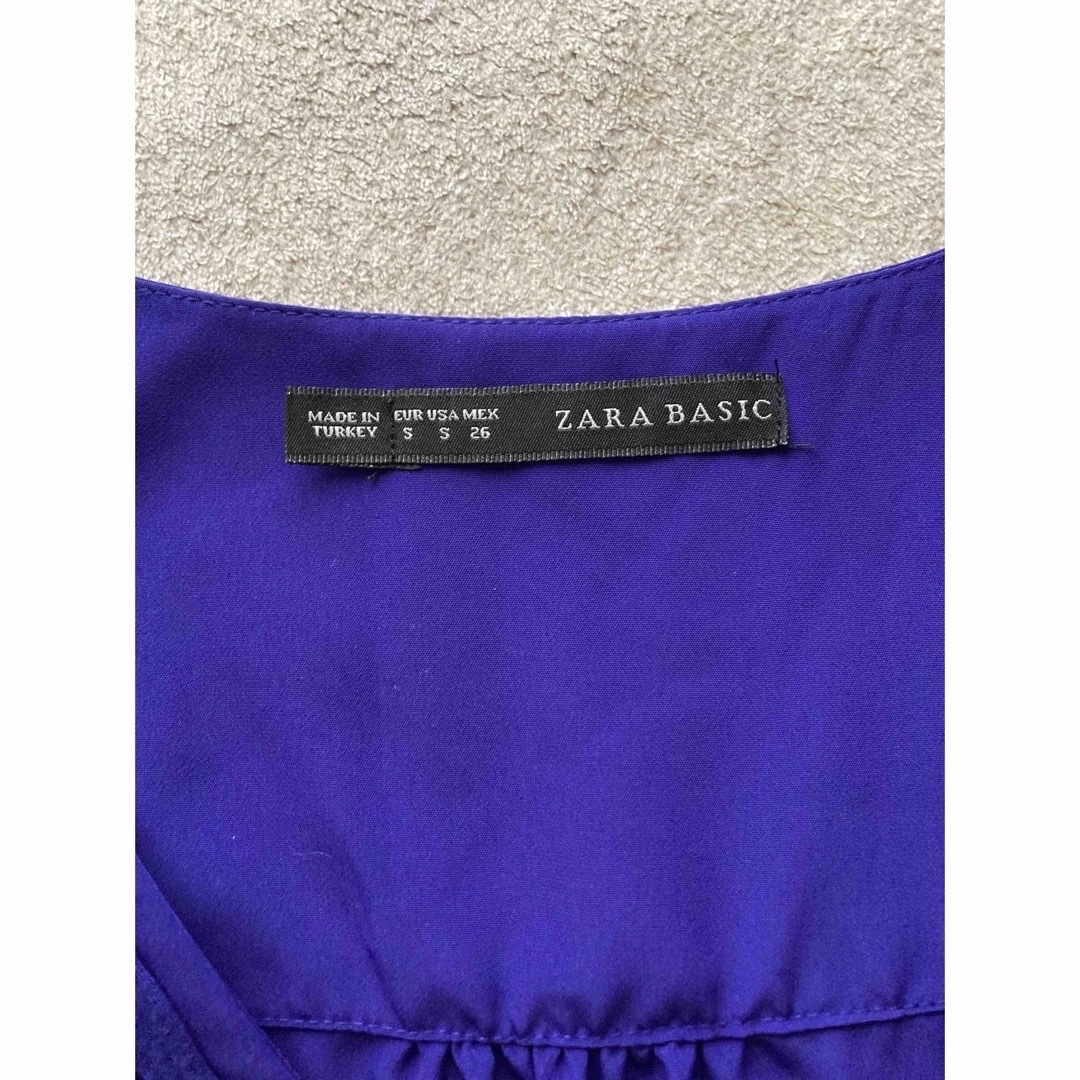 ZARA(ザラ)のZARA ザラ　ワンピース　ノースリーブ　S  ブルー　青　パープル　紫 レディースのワンピース(ひざ丈ワンピース)の商品写真