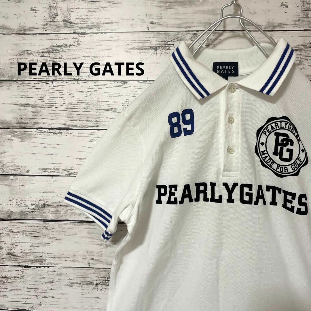 PEARLY GATES(パーリーゲイツ)のPEARLY GATES ポロシャツ ゴルフ フロッキープリント ホワイト 白 メンズのトップス(ポロシャツ)の商品写真