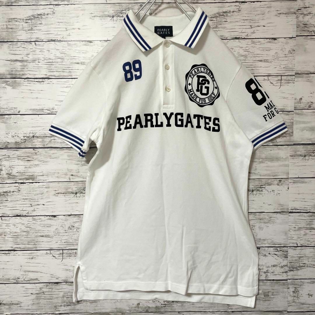 PEARLY GATES(パーリーゲイツ)のPEARLY GATES ポロシャツ ゴルフ フロッキープリント ホワイト 白 メンズのトップス(ポロシャツ)の商品写真