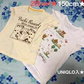 ユニクロ(UNIQLO)のTシャツ2枚set★リラックマ&ラスカル★UNIQLO入★150cm★まとめ売り(Tシャツ/カットソー)