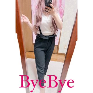 5272.ByeBye サスペンダー付き シフォン ストレートパンツ