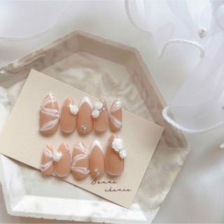 No.01 wedding white ネイルチップオーダー ハンドメイドのアクセサリー(ネイルチップ)の商品写真