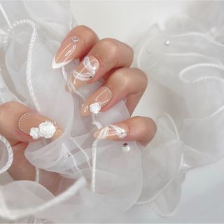 No.01 wedding white ネイルチップオーダー ハンドメイドのアクセサリー(ネイルチップ)の商品写真