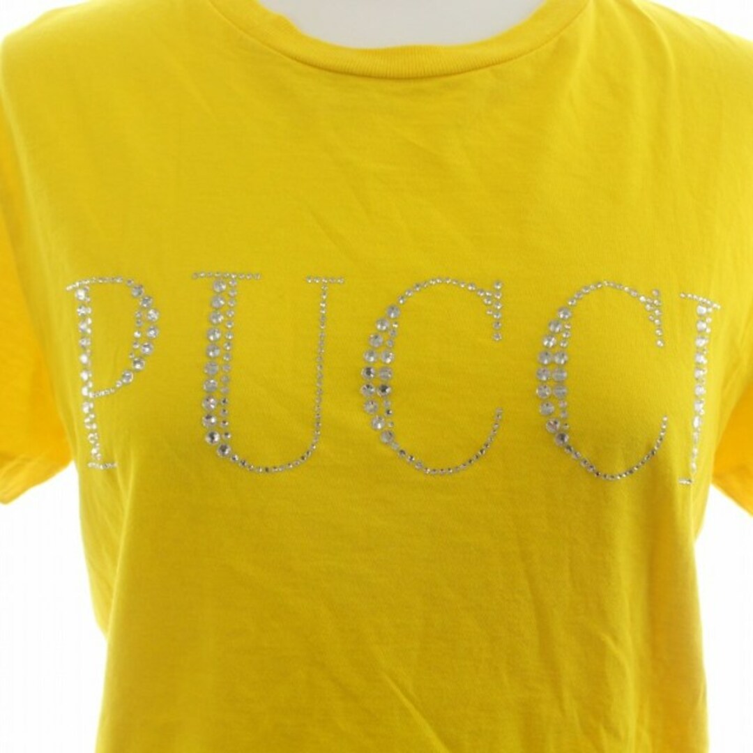 EMILIO PUCCI(エミリオプッチ)のエミリオプッチ Tシャツ カットソー ロゴ クルーネック 半袖 S 黄色 レディースのトップス(Tシャツ(半袖/袖なし))の商品写真