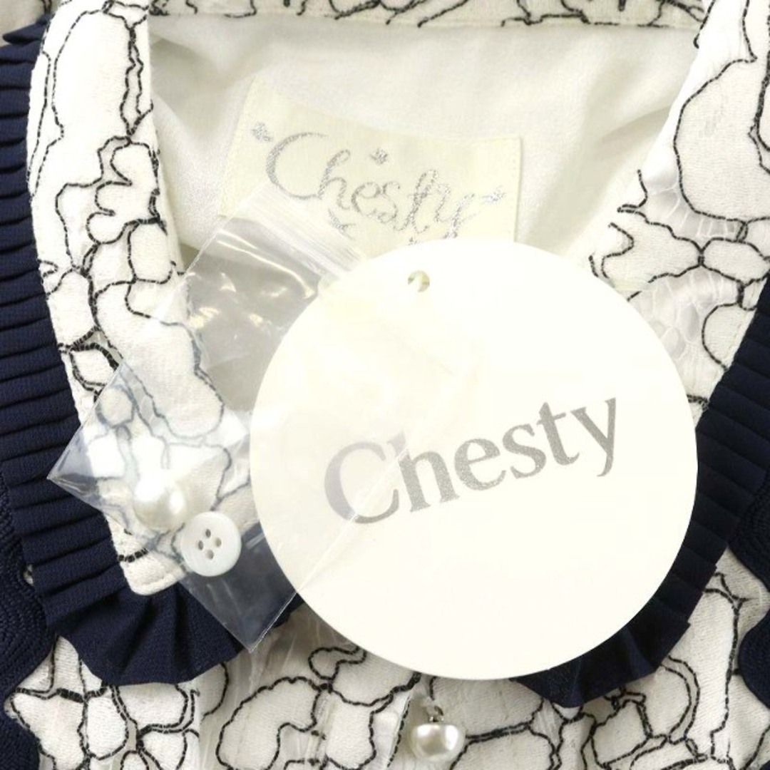 Chesty(チェスティ)のチェスティ 20SS ワンピース ミモレ ロング ノースリーブ 1 S 紺 白 レディースのワンピース(ロングワンピース/マキシワンピース)の商品写真