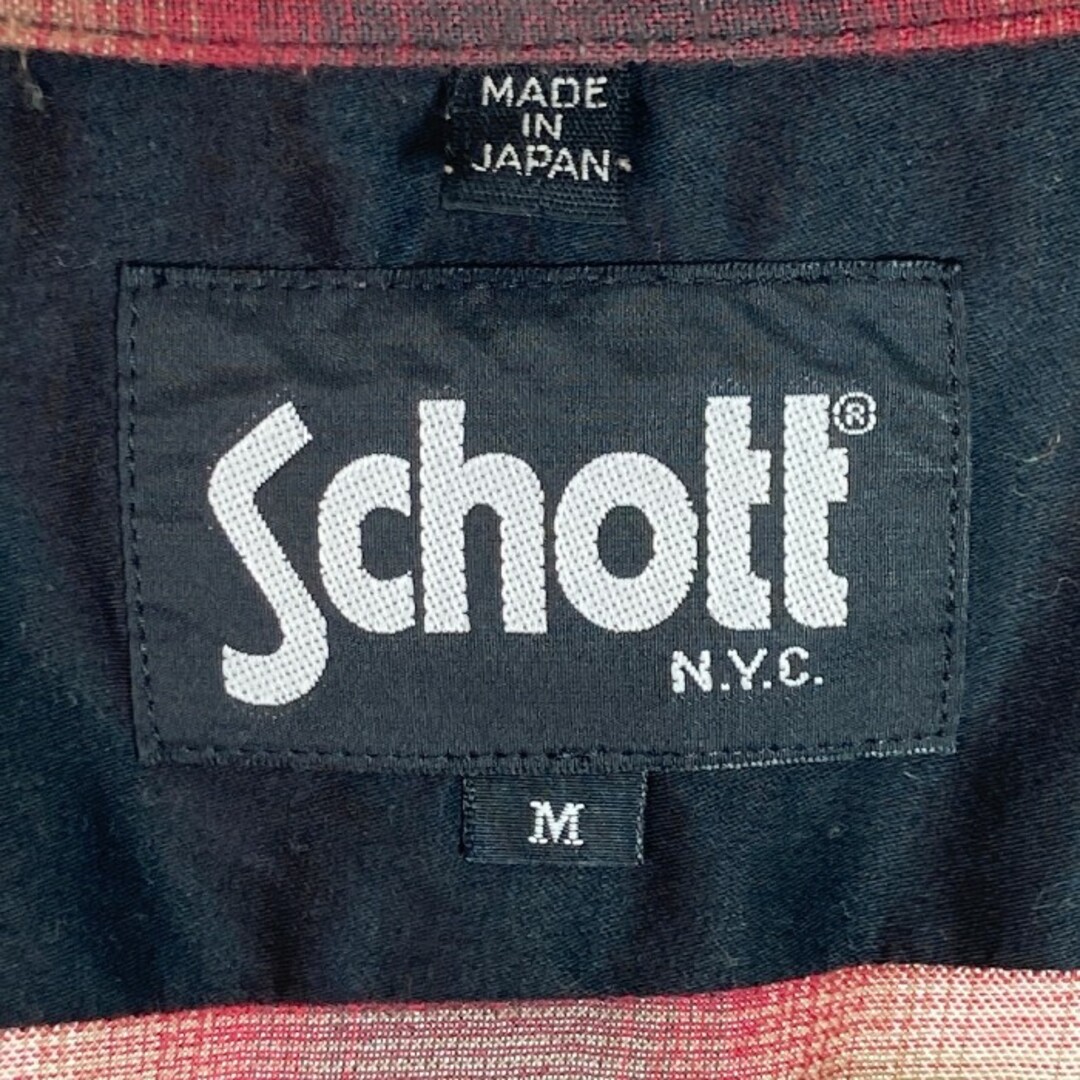 schott(ショット)の★ショット チェックオープンカラーシャツ レッド×ブラック sizeM メンズのトップス(シャツ)の商品写真