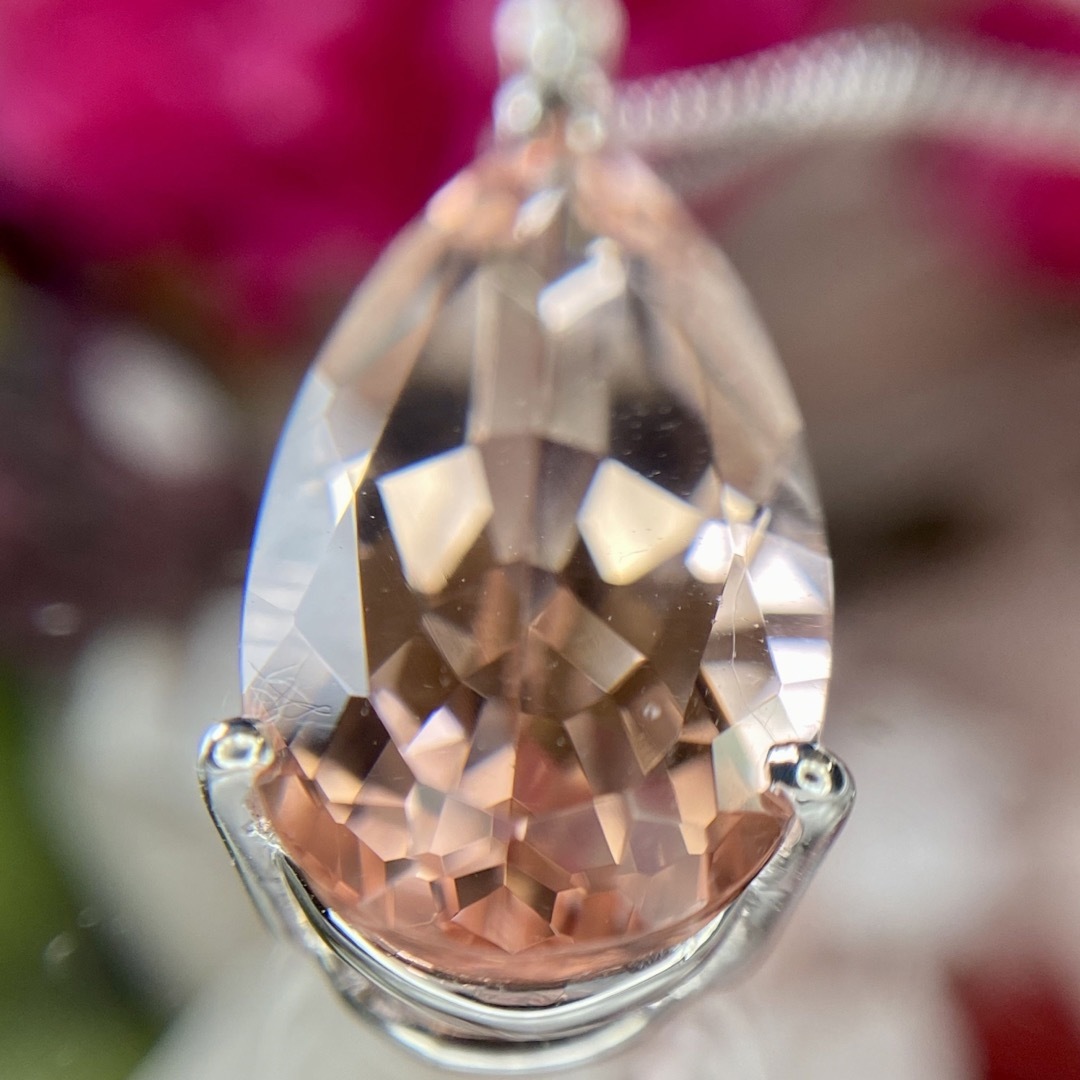 天然 モルガナイト ダイヤモンド ネックレス 計7.55ct K18WG