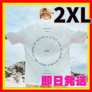 メンズ Tシャツ BIG 大きめ ロゴ ホワイト 白 ストリート 半袖 2XL(Tシャツ/カットソー(半袖/袖なし))