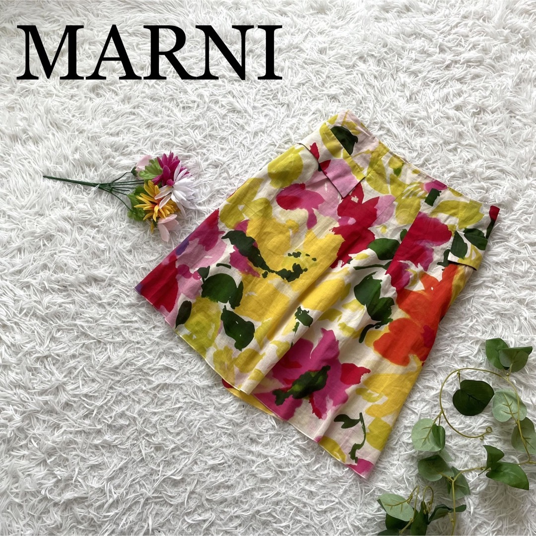 【美品】マルニ　花柄　スカート　レーヨン　インナー付き | フリマアプリ ラクマ