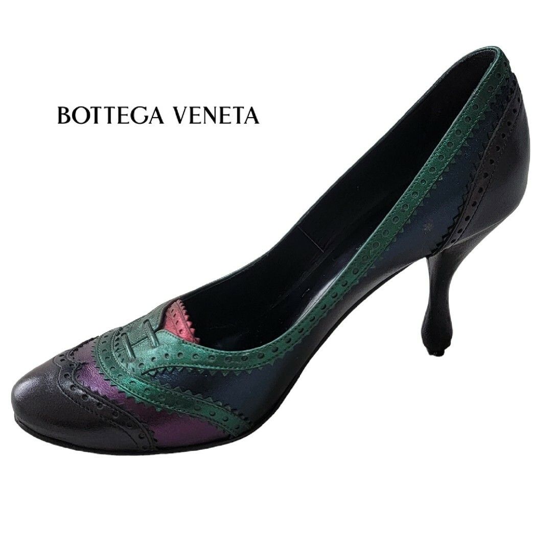 Bottega Veneta(ボッテガヴェネタ)の【イタリア製】ボッテガヴェネタ 玉虫色 マルチカラー 37 ヒールパンプス レディースの靴/シューズ(ハイヒール/パンプス)の商品写真