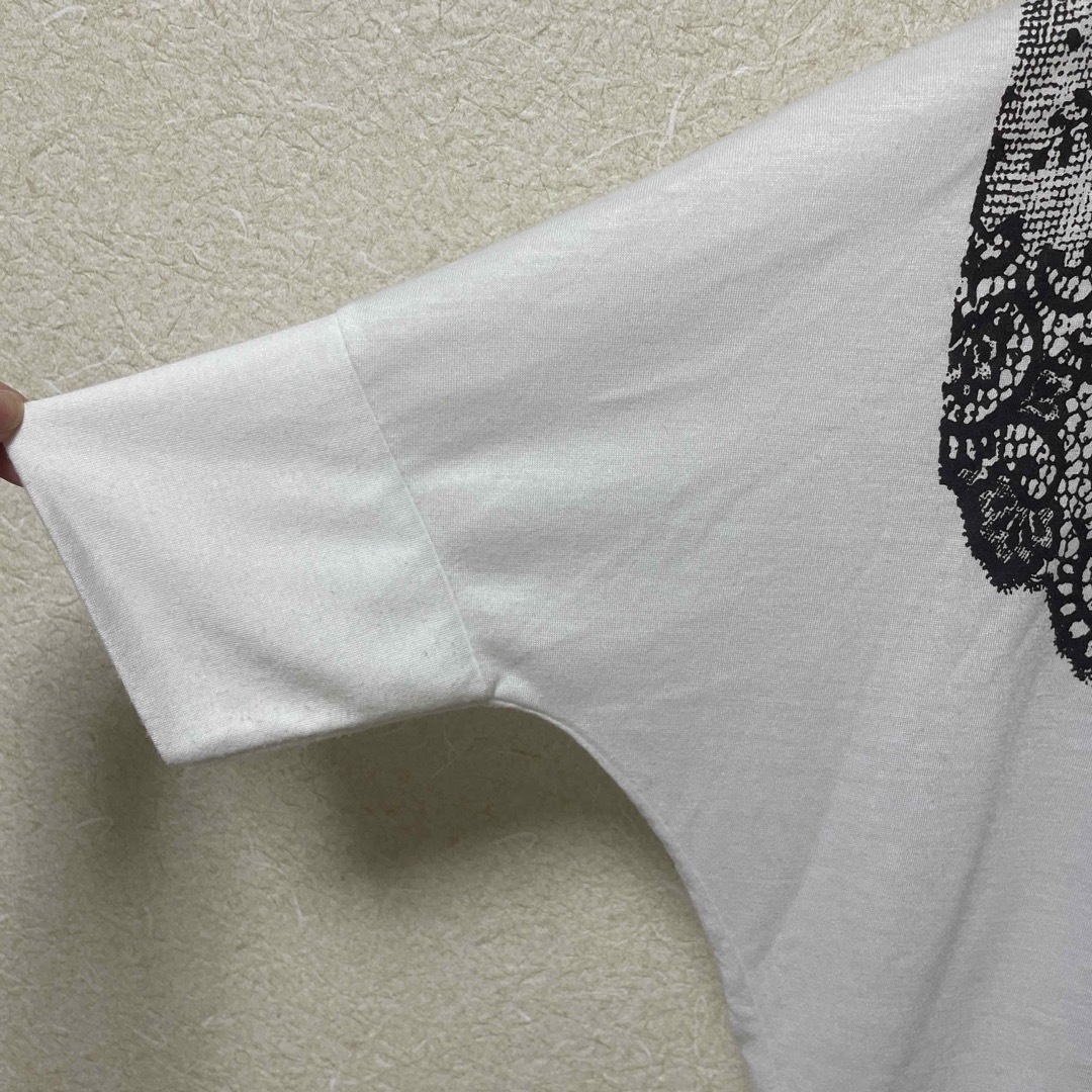 osharewalker(オシャレウォーカー)のオシャレウォーカー プリントドルマンTシャツ 五分丈 白 レディースのトップス(Tシャツ(半袖/袖なし))の商品写真
