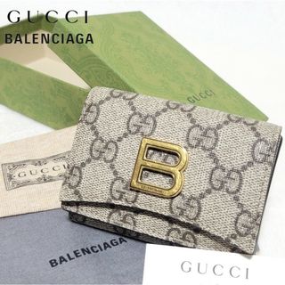 グッチ(Gucci)の箱付き グッチ×バレンシアガ　ハッカープロジェクト 三つ折り財布 GG柄 Bロゴ(財布)