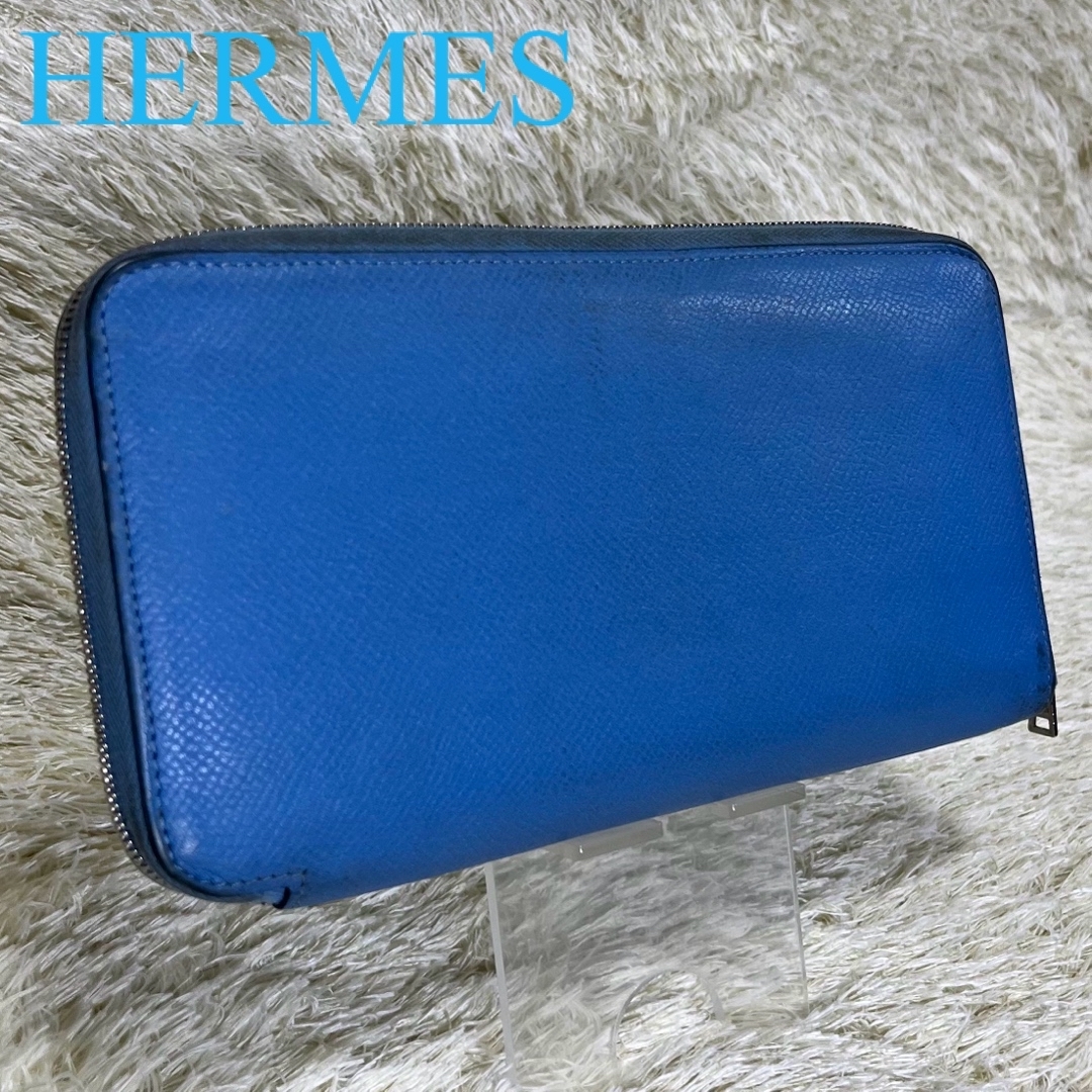 Hermes - エルメス アザップロング シルクイン 長財布 ブルーグレー 柄
