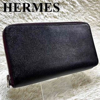 美品 エルメス アザップロング シルクイン 長財布 ブラック 柄 HERMES