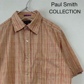 ポールスミス(Paul Smith)の美品 90s Paul Smith 半袖シャツ チェック オレンジ 茶(シャツ)