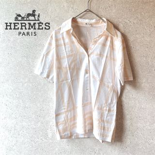 エルメス(Hermes)の美品✨HERMESエルメス✨マルジェラ期 ボルデュック リボン柄 半袖ポロシャツ(ポロシャツ)