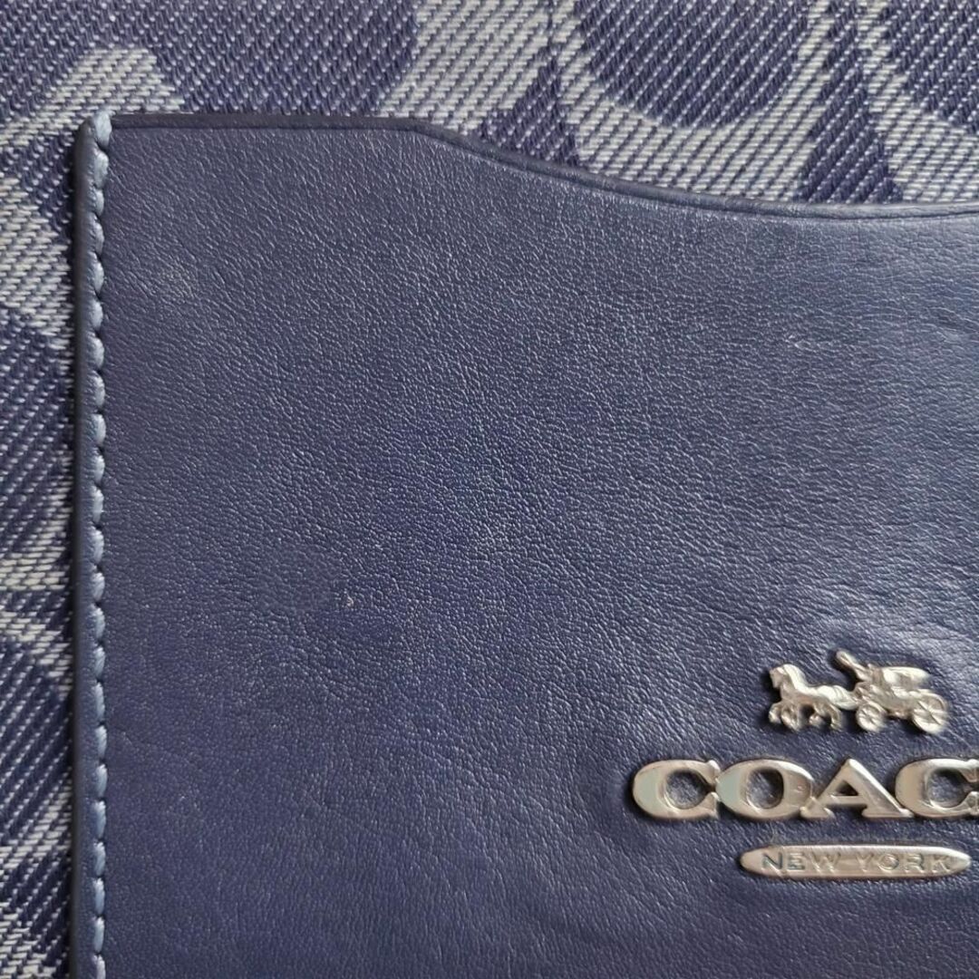 コーチ COACH 長財布 デニム シグネチャー ネイビー系 良品・ 4