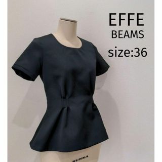 エッフェビームス(EFFE BEAMS)のエッフェビームス ペプラム 半袖 トップス ブラック 36 レディース 黒(シャツ/ブラウス(半袖/袖なし))