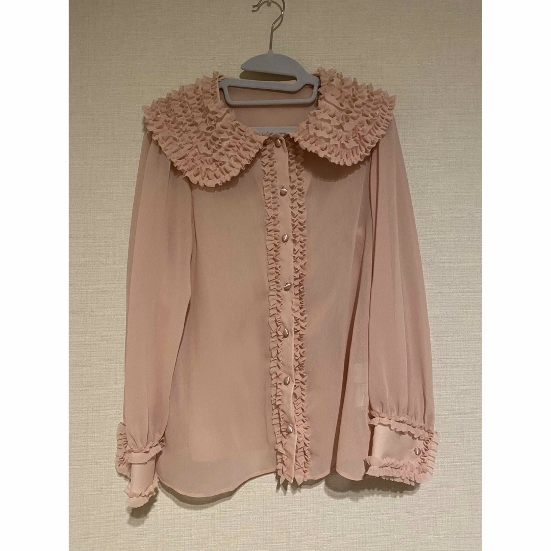 トップスfrill frill bowtie blouse/ pink/ akiki