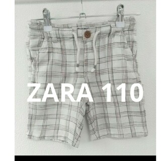 ザラキッズ(ZARA KIDS)のZARA 110 リネンチェックショートパンツ(パンツ/スパッツ)