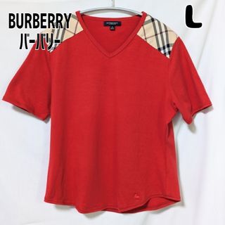 バーバリー(BURBERRY)のBURBERRY LONDON バーバリーロンドン 半袖シャツ チェック 赤 L(Tシャツ(半袖/袖なし))