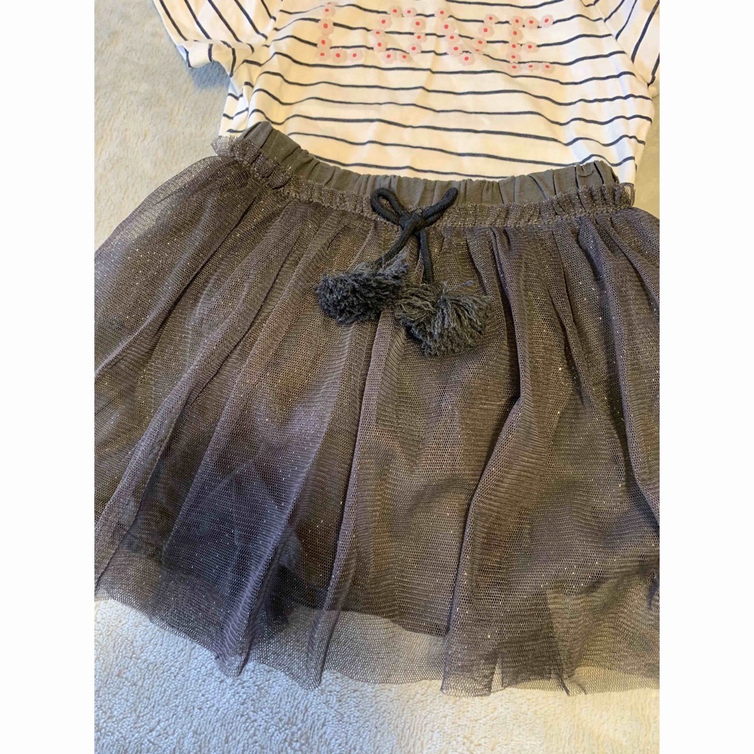 ZARA KIDS(ザラキッズ)のボーダートップス＆チュールスカート キッズ/ベビー/マタニティのベビー服(~85cm)(スカート)の商品写真