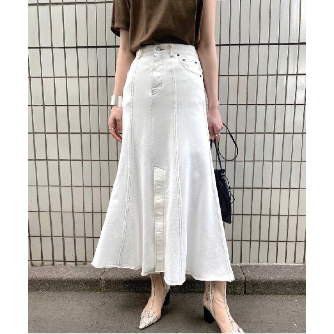 Ameri VINTAGE - Ameri DENIM DOCKING SWEAT SKIRT WHT Sの通販 by S ...