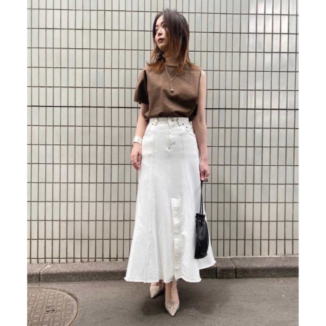 Ameri VINTAGE - Ameri DENIM DOCKING SWEAT SKIRT WHT Sの通販 by S ...