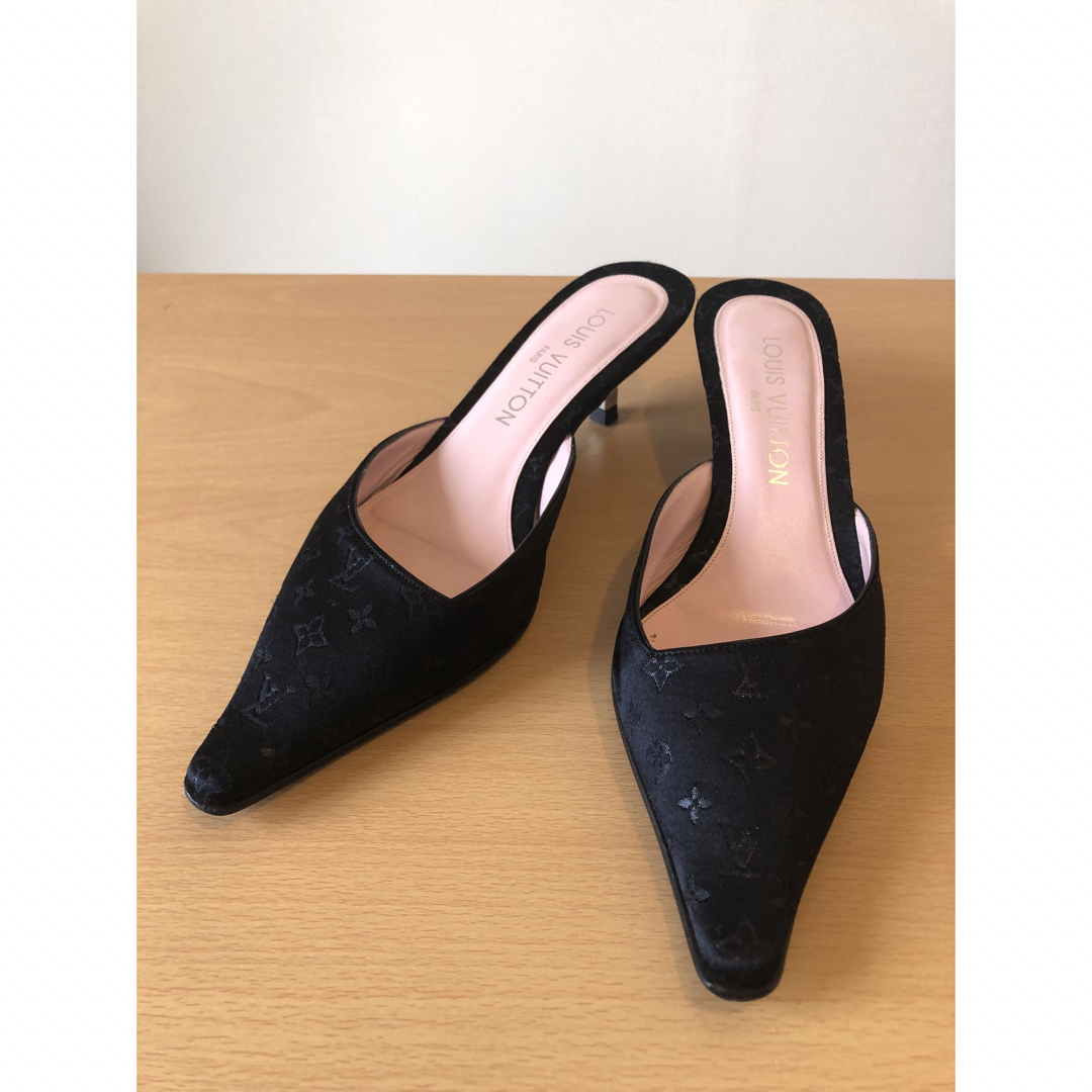 美品☆ルイヴィトン/ミュール/ヒール5㎝/37.5/黒 美品☆ルイヴィトン/ミュール/ヒール5㎝/37.5/黒