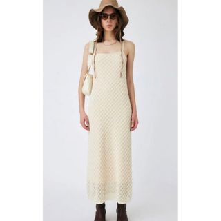 マウジー(moussy)のOPENWORK KNIT SLIP ドレス　MOUSSY(ロングワンピース/マキシワンピース)