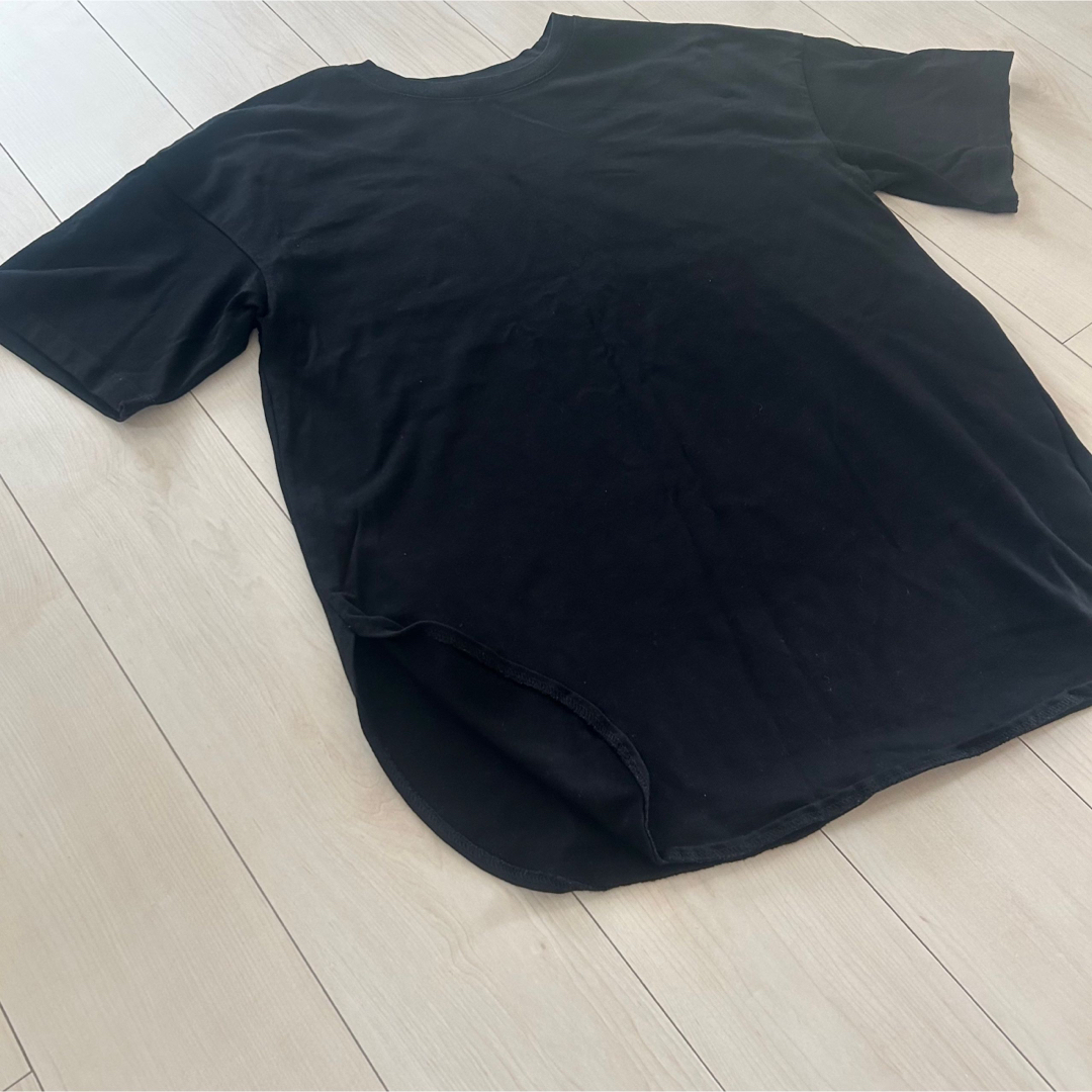 GU(ジーユー)のジーユー♡ヘビーウェイトオーバーサイズT♡五分袖♡ブラック♡黒♡大きいサイズ レディースのトップス(Tシャツ(半袖/袖なし))の商品写真