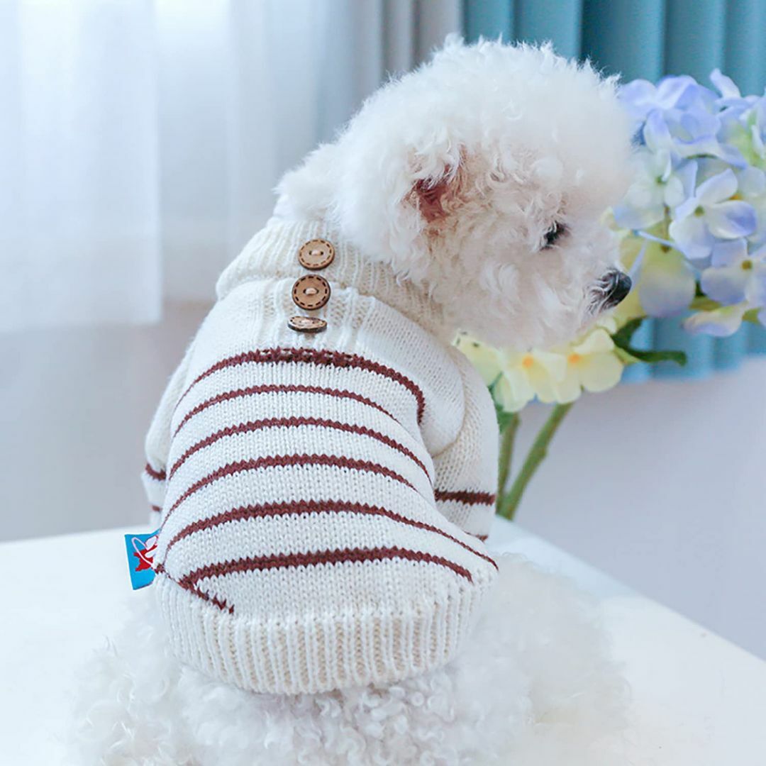 【色: ベージュ】YSIMPAONK犬 服 冬 セーター ドッグウェア ニットセ 2