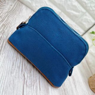 Hermes - エルメス キャンバス ポーチ ミニミニ Hロゴ ブルー 小物入れ